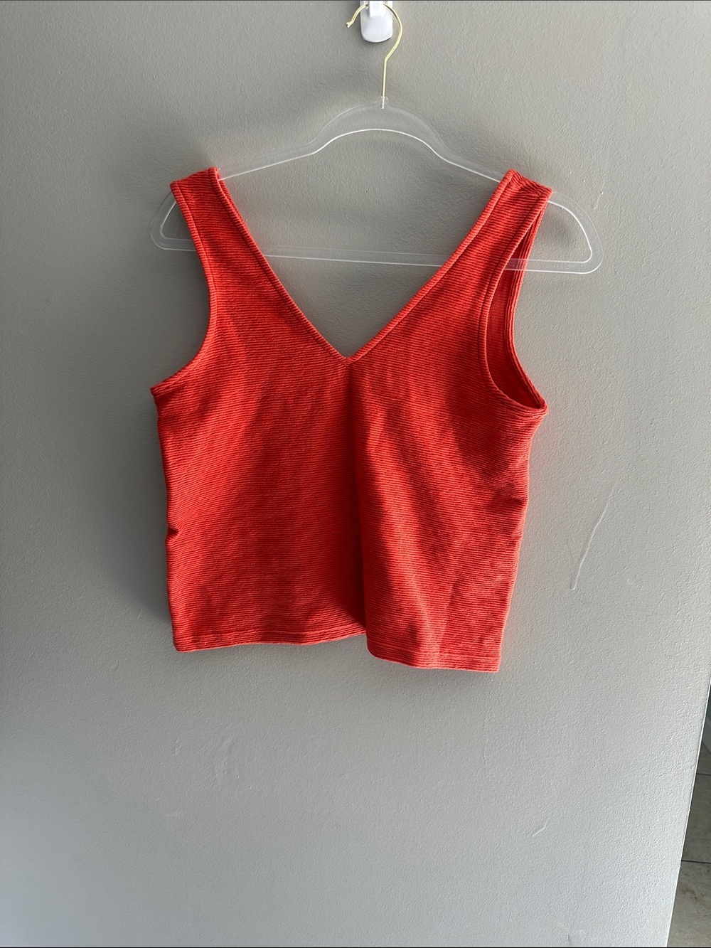 Madewell Coral Red V-Neck Ribbed Tank